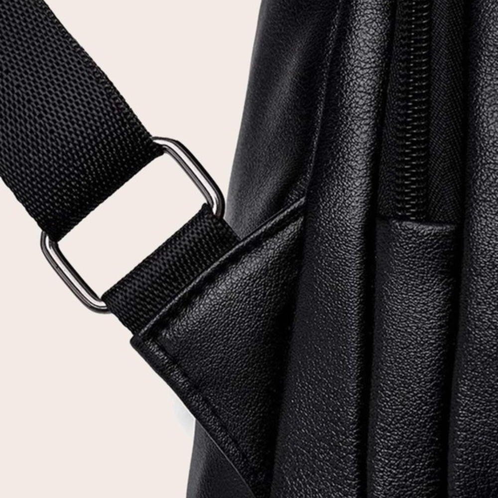 Classic Vegan Leather Zipper Mini Back Pack Minimalist - Picture 7 of 11